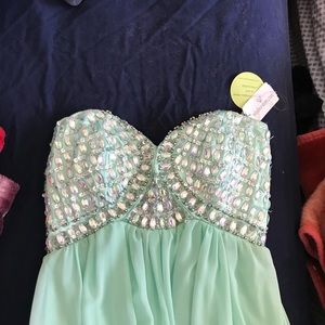 Windsor Teal Maxi Chiffon Prom Dress